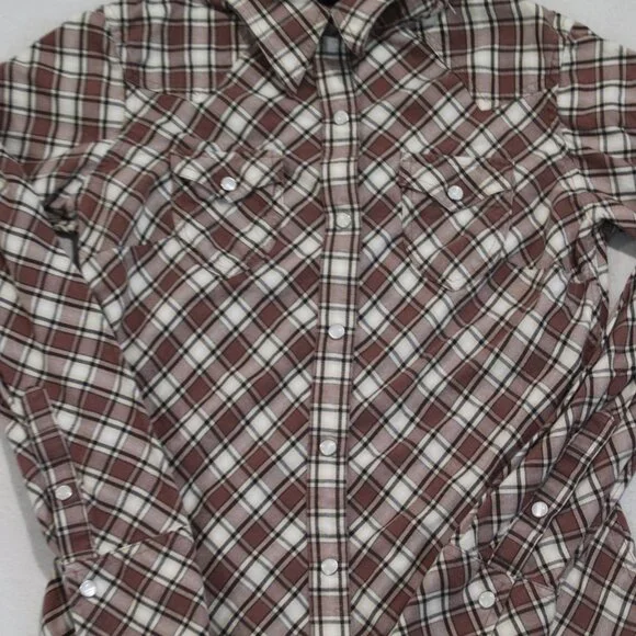 GAP Plaid Button Down Shirt - Brown and White - Picture 4 of 7